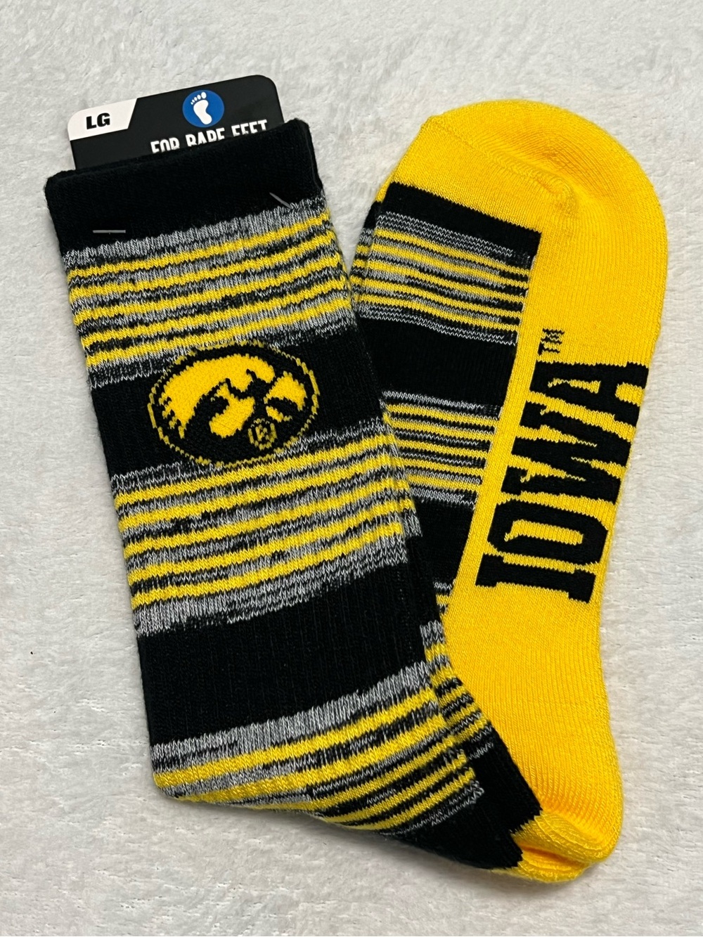 Iowa Hawkeye Crew Socks - Black & Hawkeye Gold